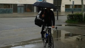 Bike riding in the rain