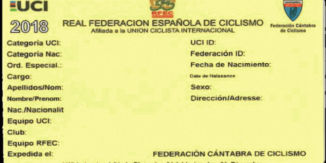 Precio licencia ciclismo Cantabria 2018